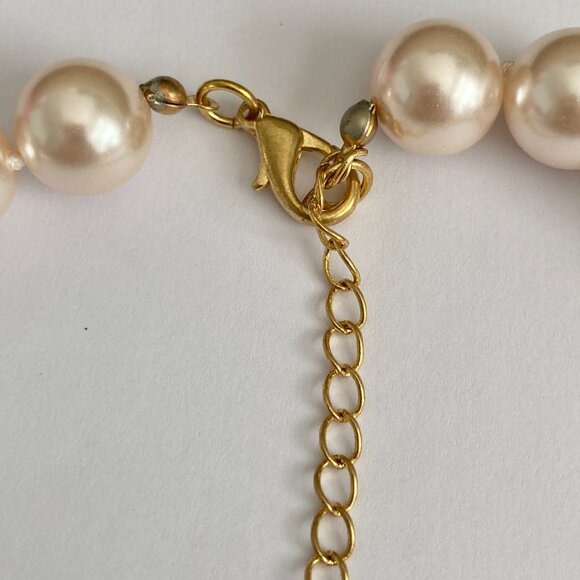 Vintage Cream Glass Pearl Necklace 20" 12mm Hand Knotted Matinee Length GoldTone - Picture 9 of 12